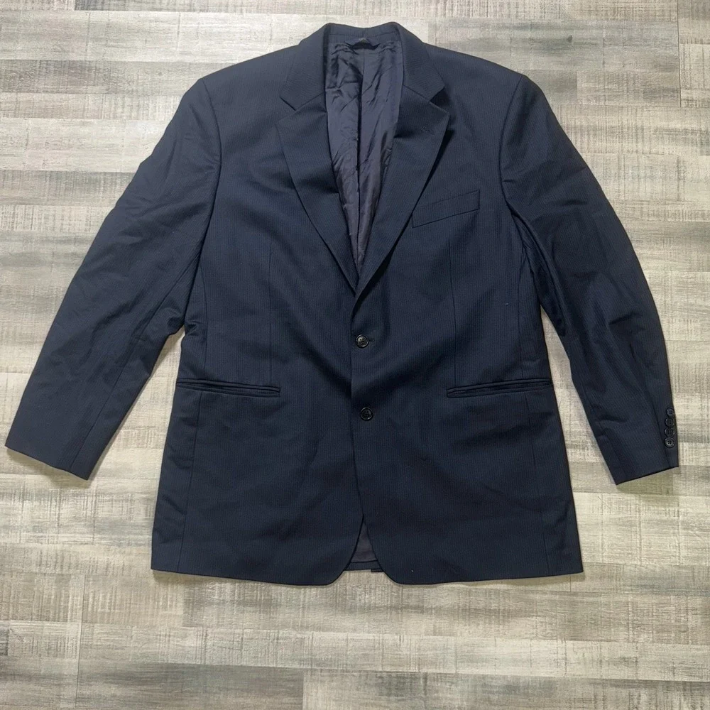 Brooks Brothers 346 Men's Suit 2-piece Wool Sz 46L Pants 38x31 Black Pinstripe
